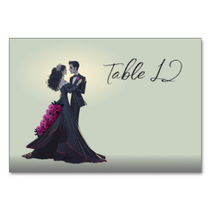 Romantic Gothic Lovers Minimal Elegant Table Number