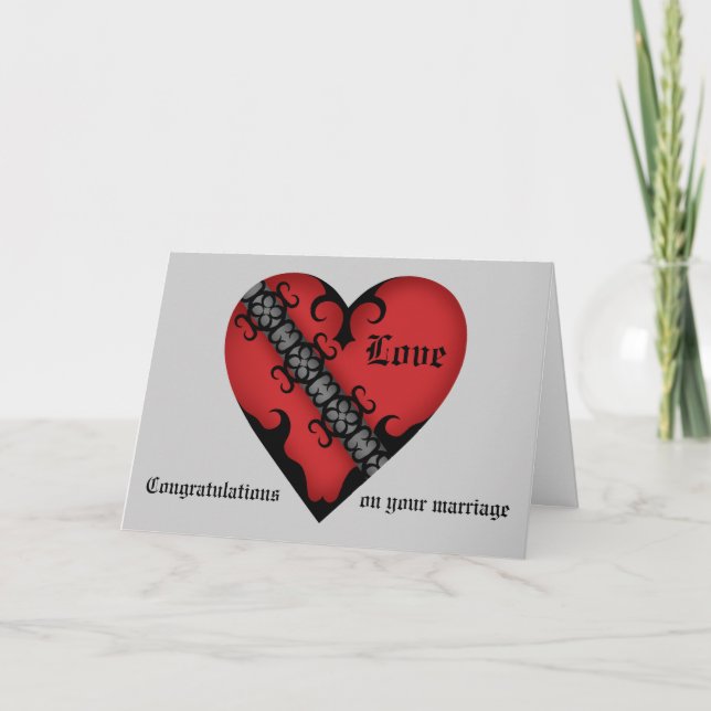 Romantic gothic mediaeval heart wedding congrats card (Front)