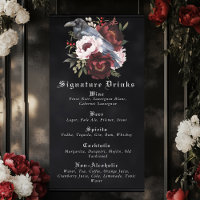 Romantic Gothic Raven Wedding Drinks Bar Menu