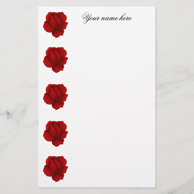 Romantic gothic red rose stationery (Front)