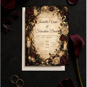 Romantic Gothic Rose Wedding Invitation