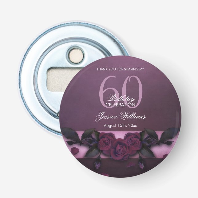 Romantic Gothic Roses & Petals Birthday Bottle Opener (Front)