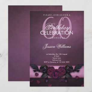 Romantic Gothic Roses & Petals Birthday Invitation