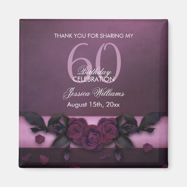 Romantic Gothic Roses & Petals Birthday Magnet (Front)