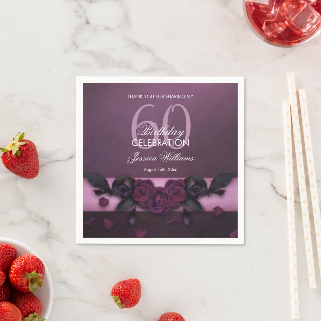 Romantic Gothic Roses & Petals Birthday Napkin (Insitu)