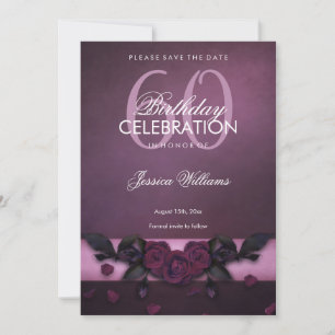 Romantic Gothic Roses & Petals Birthday Save The Date