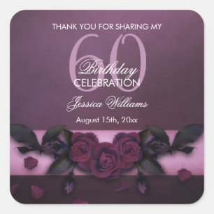 Romantic Gothic Roses & Petals Birthday Square Sticker