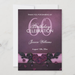 Romantic Gothic Roses & Petals Birthday Thank You Card