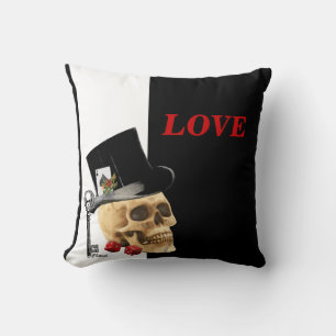 Romantic Gothic skull gambler valentines day Cushion