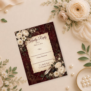 Romantic Gothic Vintage Wedding RSVP Card