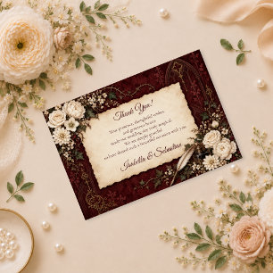 Romantic Gothic Vintage Wedding Thank You Card