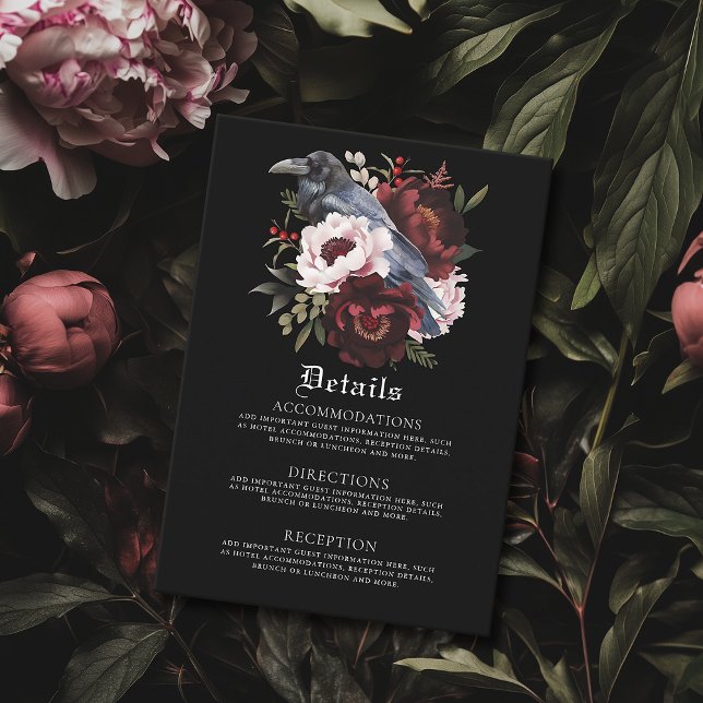 Romantic Gothic Watercolor Raven Details   Enclosure Card (Creator Uploaded)