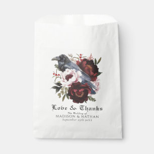 Romantic Gothic Watercolor Raven Floral Wedding Favour Bags