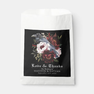 Romantic Gothic Watercolor Raven Floral Wedding Favour Bags