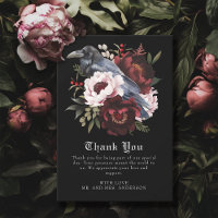 Romantic Gothic Watercolor Raven Floral Wedding