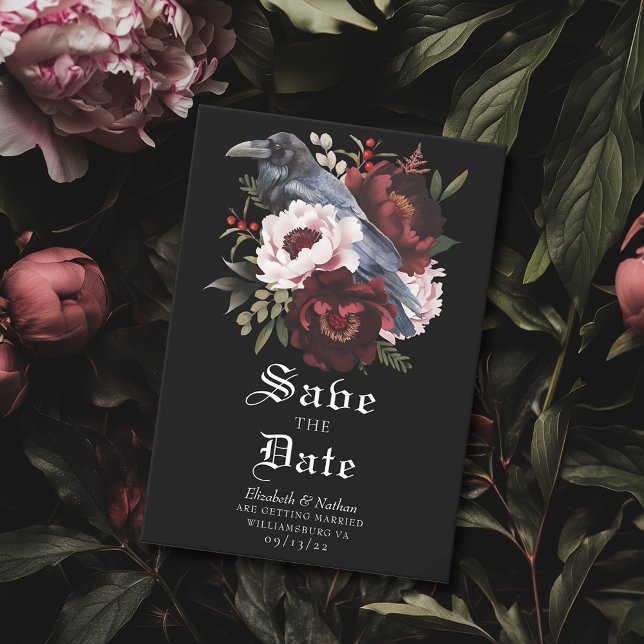 Romantic Gothic Watercolor Raven Save the Date  Invitation (Creator Uploaded)