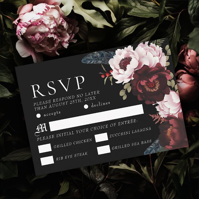 Romantic Gothic Watercolor Raven Wedding RSVP Enclosure Card (Creator Uploaded)