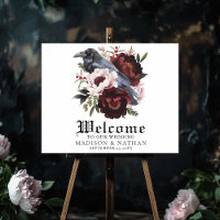 Romantic Gothic Watercolor Raven Wedding Welcome 