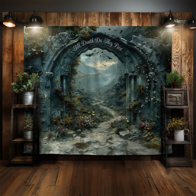 Romantic Gothic Wedding Arch Halloween Photo Booth Tapestry (Creator Uploaded)