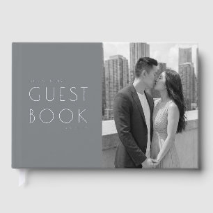 Romantic Gray Minimalist Photo Guest Book