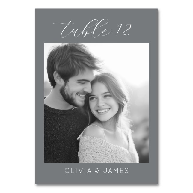 Romantic Gray Photo Table Number (Front)