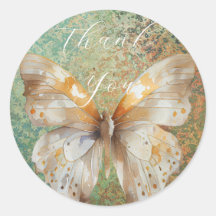 Romantic green and orange butterfly thank you