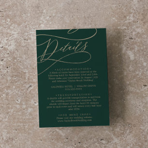 Romantic Green Calligraphy Details Enclosure Card