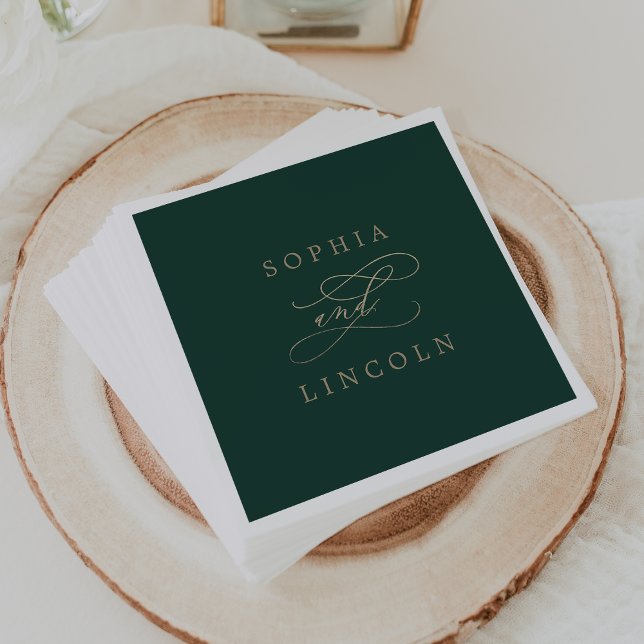 Romantic Green Calligraphy Flourish Wedding Napkin (Creator Uploaded)
