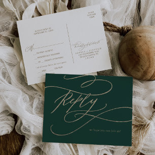 Romantic Green Calligraphy Menu Choice RSVP