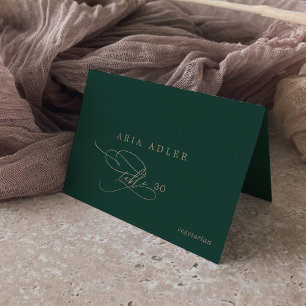 Romantic Green Calligraphy Menu Option Place Cards