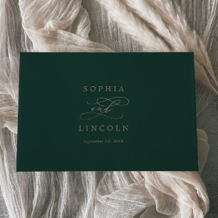 Romantic Green Calligraphy Monogram Wedding Guest Book