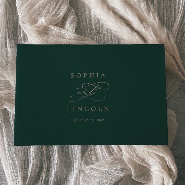 Romantic Green Calligraphy Monogram Wedding Guest Book (Creator Uploaded)