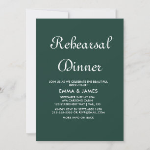 Romantic Green Calligraphy Rehearsal Dinner Invitation