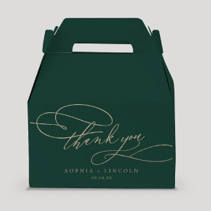 Romantic Green Calligraphy Thank You Wedding Favour Box