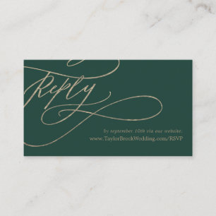 Romantic Green Calligraphy Wedding Website RSVP Enclosure Card