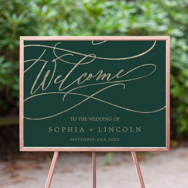 Romantic Green Calligraphy Welcome Wedding Poster (Creator Uploaded)