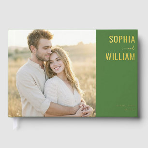Romantic Green Classic Photo Guest Book