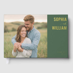 Romantic Green Contemporary Photo Guest Book