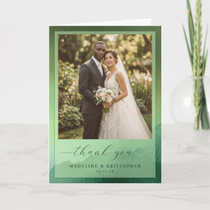 Romantic Green Elegant Photo Thank You Card
