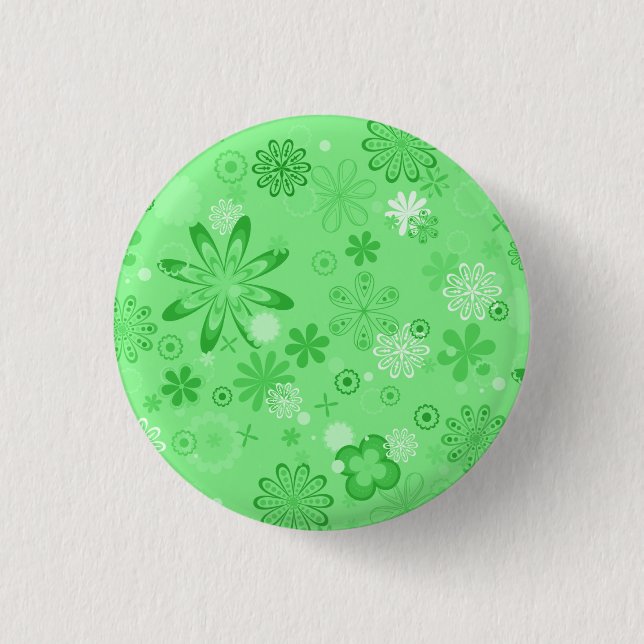 Romantic Green Floral Pattern 3 Cm Round Badge (Front)