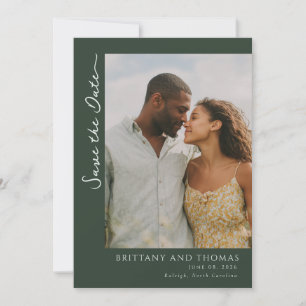 Romantic Green Floral Photo Save The Date