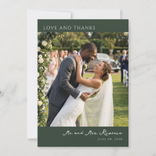 Romantic Green Floral Photo Thank You Card