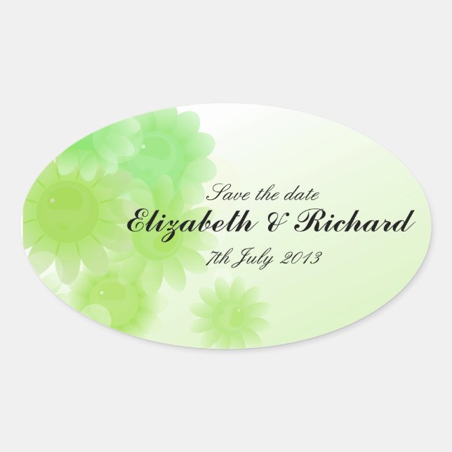 Romantic green floral "Save the date" Sticker (Front)