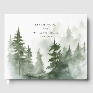 Romantic green forest Wedding Guest Book