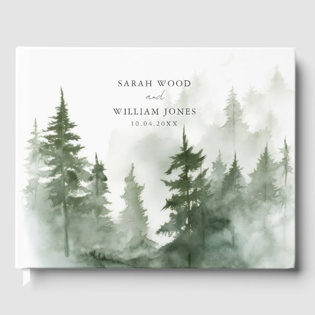 Romantic green forest Wedding Guest Book (Front)