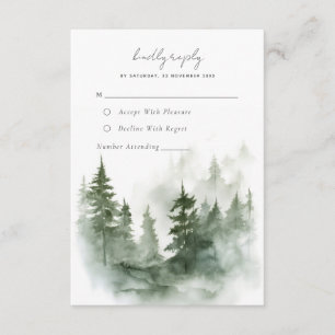 Romantic green forest Wedding RSVP Card