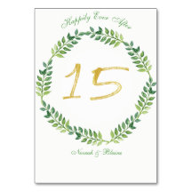 Romantic Green Leaves -  Wedding table card15ring