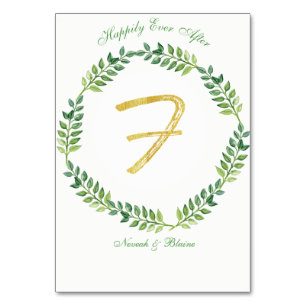 Romantic Green Leaves -  Wedding table card 1 ring