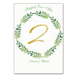 Romantic Green Leaves -  Wedding table card 2 ring