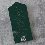 Romantic Green Monogram QR Code Wedding All In One Invitation<br><div class="desc">This romantic green monogram QR code wedding all in one invitation is perfect for a simple wedding. The modern classic design features fancy swirls and whimsical flourishes with gorgeous elegant hand lettered faux champagne gold foil typography. Hand write your guest addresses on the back of the folded invitation, or purchase...</div>